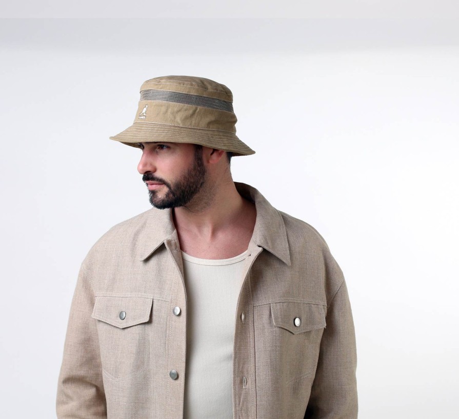 Kangol Distressed Cotton Mesh Bucket Hot